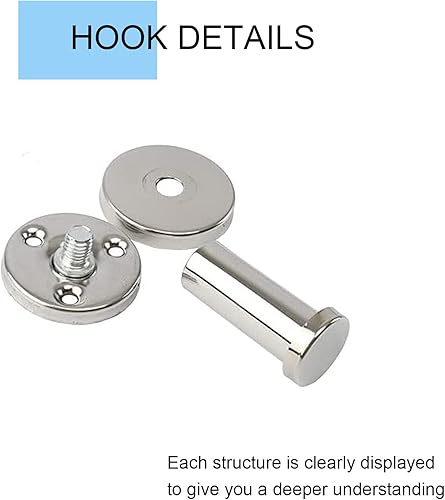 Miniatura 4 de Vanloory Ganchos para toallas de baño, paquete de 6 ganchos redondos para abrigos, gancho resistente para bata montado en la pared, colgador de ropa