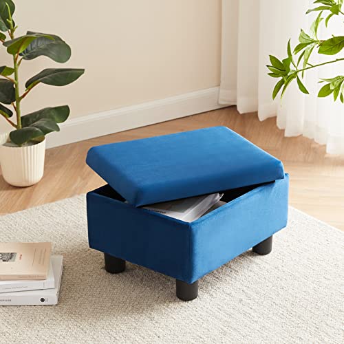 Baksea Small Footstool, Foot Stools Ottoman, Small Foot Stool With Storage Anti-Slip Rectangle Ottoman Foot Rest Stool For Couch, Under Desk, Living Room, Bedroom Foot Stool Velvet Dark Blue #TOP4
