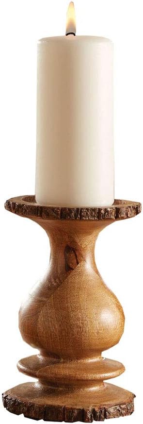 Park Designs Wood with Bark Edge Pillar Holder 7"