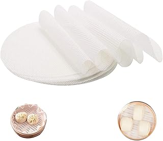 Tapis de Maille Vapeur, Maille à Vapeur Antiadhésive Réutilisable 20 PCS, Tapis de Vapeur Sain en Silicone, Tapis de Boulettes Rondes, pour Panier Vapeur, Cuisson, Légumes, Riz, Dim Sum (20cm)