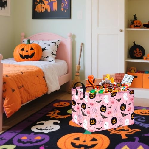 Image of Rec Halloween Ghost Storage Basket Box Hamper Collapsible Organizer Bin Gift Shelf Baskets for Home and Kitchen Storage.