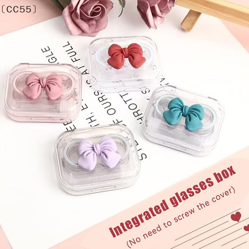 Contact Lenses Box Bow Portable Contact Lens Case With Solution Bottle Tweezer Remover Tool Stick Set For Travel