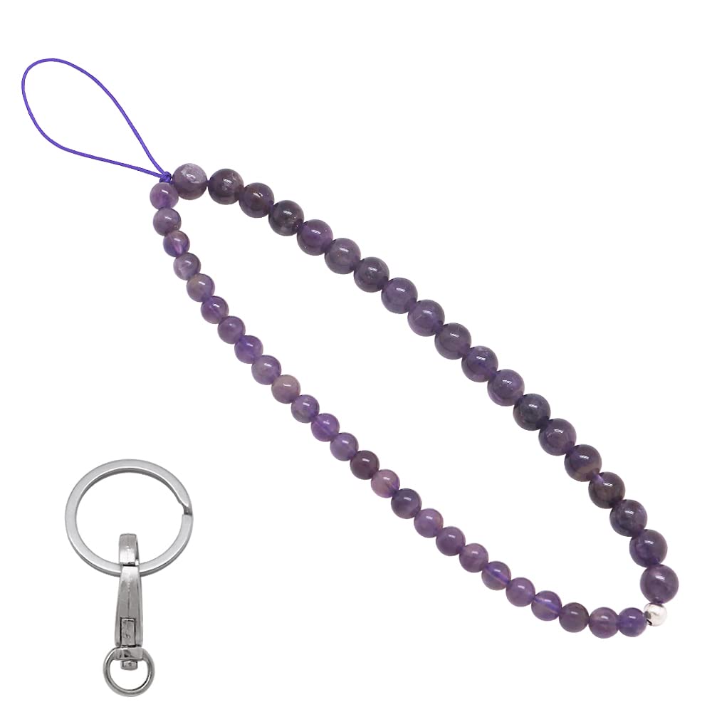 C&L Accessories Beaded Phone Charm Cell Phone Lanyard Wrist Strap Handmade Natural Gemstone