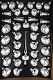 christbaumschmuck lauscha vögel Mundgeblasen Handarbeit Lauscha Glas 40er Christbaumschmuck, Weihnachtsbaumkugel Set Silber mit Stern 38 Kugel+ Spitze+Aufhänger Handarbeit