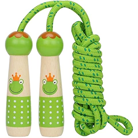 Jump Rope Kids, Children Adjustable Cotton Skipping Rope with Wooden Handle for Boys Girls Fitness Outdoor Activity(7.2ft) Cover