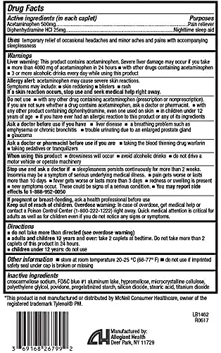 Healtha2Z Extra Strength Pain Relief Pm, 365 Caplets, Compare To Tylenol Pm Active Ingredient,Pain Reliever + Sleep Aid #TOP3