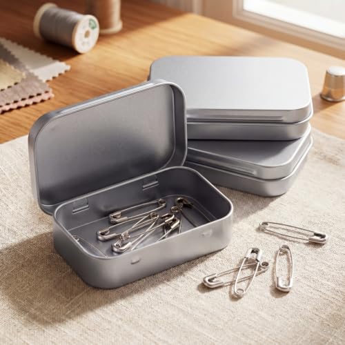 Image of Hotop 24 Pack Metal Rectangular Empty Hinged Tins 3.75 x 2.45 x 0.8 Inch Box Containers with Lids Mini Portable Box Small Storage Kit, Home Organizer (Silver)