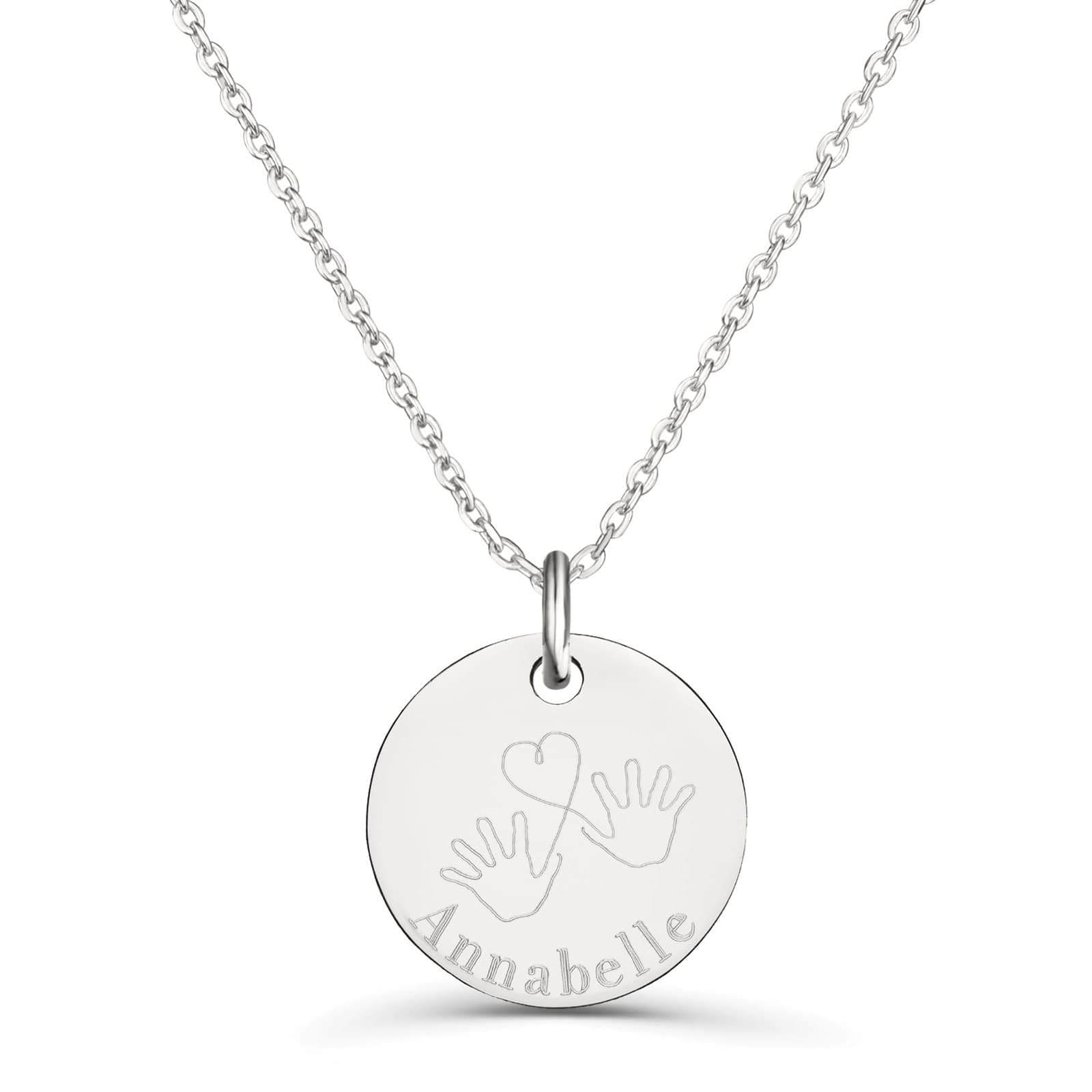 Spersonalizowany naszyjnik rysunek dłoni dziecka, srebrny