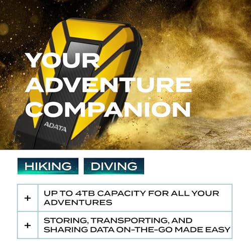 Image of ADATA HD710 Pro - 1 TB External Hard Drive - Shockproof, Waterproof & Dustproof - Durable Storage - For Gamers, Students & Professionals - Mac, PC & Linux Compatible - Yellow - AHD710P-1TU31-CYL
