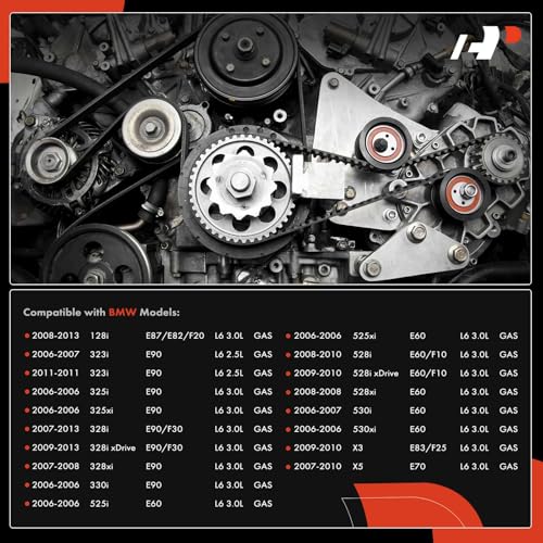 A-Premium Engine Serpentine Belt Drive Kit Compatible with BMW X5 2007-2010, X3, 128i, 323i, 325i, 325xi, 328i, 328i xDrive, 328xi, 330i, 525i, 525xi, 528i, 528i xDrive, 528xi, 530i, 530xi, 3.0L by A-Premium - Image 2