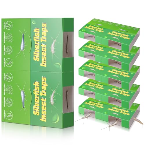 12 Traps Silverfish Trap 6 Sheets Silverfish Killer Indoor Non Toxic Insect Trap with Dual Color & Pattern Lure for Crawling Insect Safe for Kids & Pet Use as 12 Small or 6 Large Detachable Traps