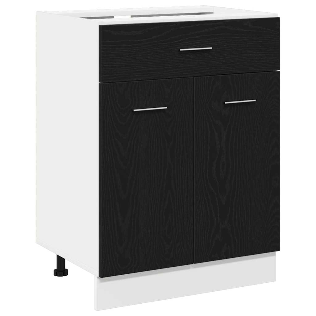 Hängeschrank mit Regal, Schwarz Eichen-Optik, 60x46x81,5 cm, Holzwerkstoff, moderner Küchenschrank für Küche & Speisekammer, langlebige Lagerung