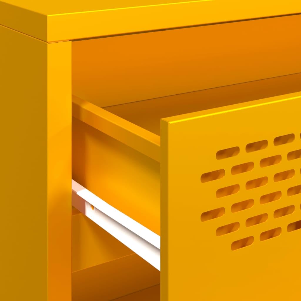 Générique Buffet Jaune Moutarde 68x39x58,5 cm Acier laminé à Froid Meubles Armoires & Meubles de Rangement Buffets & bahuts (Poids 19.03KG)
