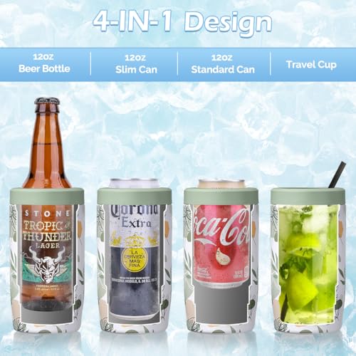 Image of Morefeel 4-in-1 Insulated Can Cooler for 12 oz Cans & Bottles | 304 Stainless Steel Can Holder Fits 12 Oz Slim Cans, Standard Cans, Beer Bottles & Works as A Open Cup; Dishwasher Safe