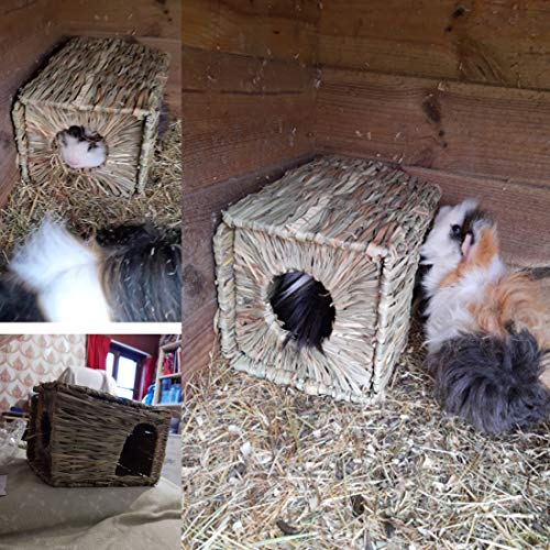 Hamiledyi Grass House For Rabbit,2Pcs Natural Hand Woven Seagrass Play Hay Bed Foldable Woven Hideaway Hut Toy For Bunny Hamster Guinea Pig Chinchilla Small Animals #TOP1