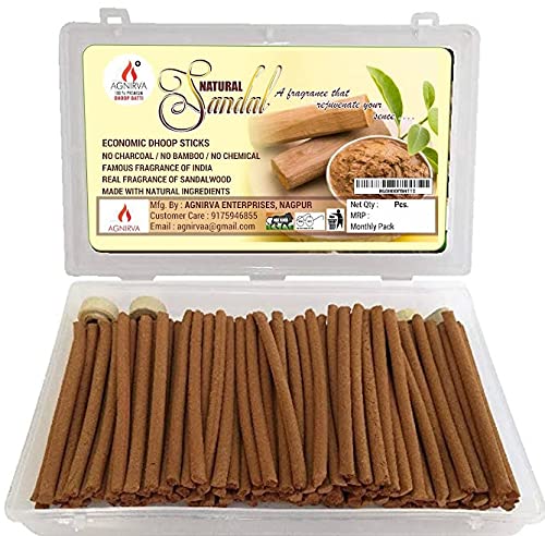 Image of Agnirva Dry Dhoop Batti Long Lasting Chandan Dhoop Sticks for Prayer (Without Charcoal and Bamboo) 150 gm Pack