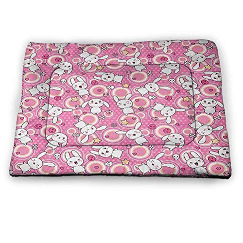 Anime Cute Pattern Pet Mat Funny Kawaii Illustration with Rabbits Funky Cute Animals
