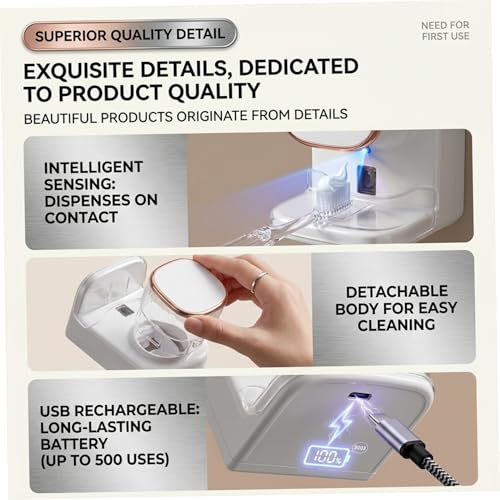 Dispensador de pasta de dientes inteligente automático con salida ajustable de pared 4