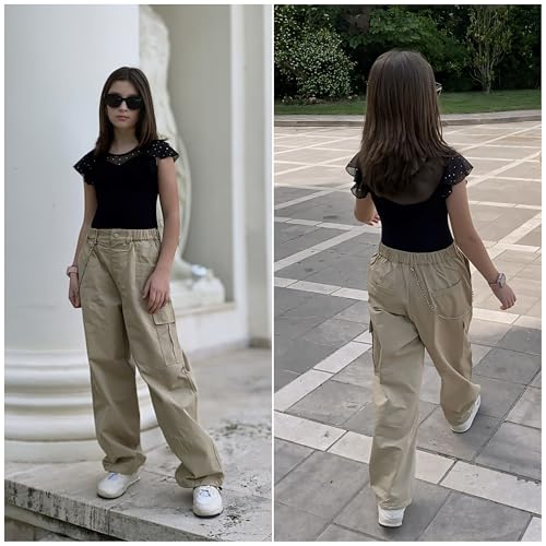 Pantalones cargo para niñas elásticos que evitan rozaduras 3