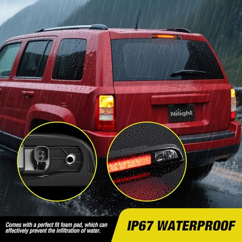 Image of Nilight Third Brake Light Tail High Mount 3rd Stop Lights Smoked Lens Compatible with Jeep Patriot 2007 2008 2009 2010 2011 2012 2013 2014 2015 2016 2017 Van SUV Rear Center Cab Lamp