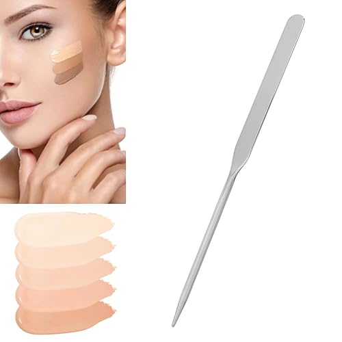 Makeup Spatula, Liquid Foundation Spatula, Stainless Steel Ergonomic Nail Art Makeup Stirring Rod for Makeup Artist