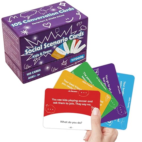 Social Scenario Task Cards for Kids - 100+ SEL Social Emotional Learning Cards, Behavior Management, Friendship Family Classroom Recess Lunch Activities, Autism Special Education Therapy Games