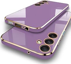 TheGiftKart Luxurious Golden-Plated Back Cover Case for Samsung Galaxy M15 / F15 / M15 5G Prime Edition Raised Lips for Camera & Screen Protection Stylish Design Back Cover Case (TPU, Lavender)