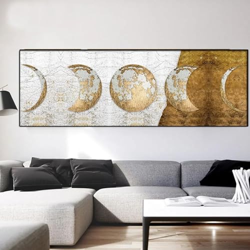 Toile d'art phases de lune KEBIA, impression dorée sur toile haut de gamme style scandinave
