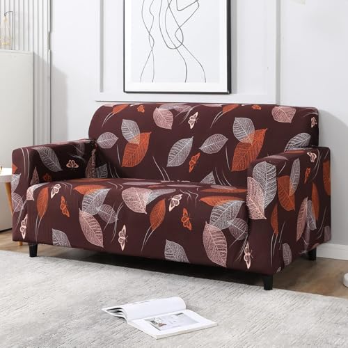 Image of HOKIPO Polyester, Spandex Elastic Stretchable Sofa Cover, Brown, 2 Seater (AR-4094-D19)