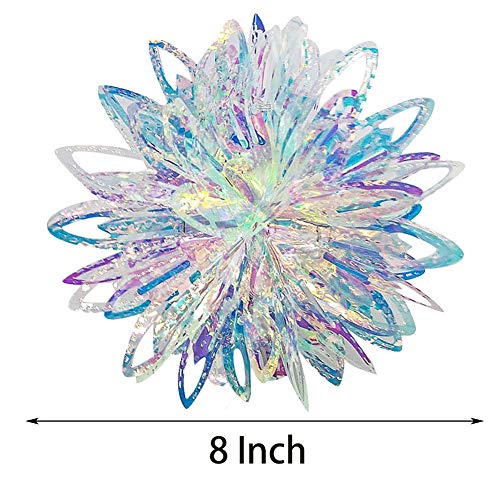 Image of Iridescent Flower Ball Ornament Hanging Decoration, Foil Ceiling Decorative Hanging Ornaments for Christmas Bridal Shower Wedding Birthday Frozen Theme Party Fairy Princess Rainbow Show Decoration