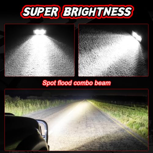 Image of 3 Inch Driving Pod Lights with Wiring Harness & Black Cover | 2Pcs Off Road Light Bar Spot Flood Combo Work Light LED Pod Waterproof Auxiliary Cube Light for Truck ATV UTV Motorcycle Boat