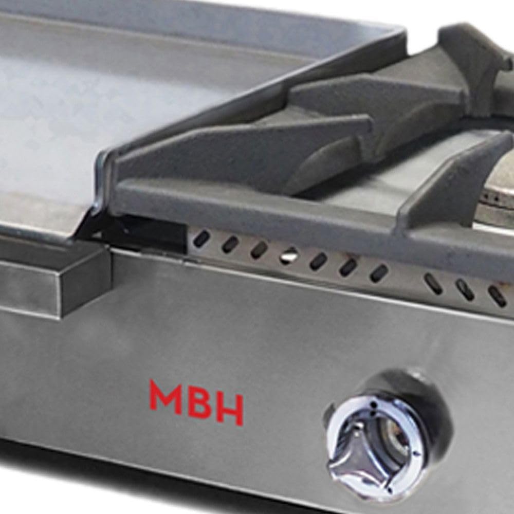 MBH - Plancha à gaz industrielle 400 x 400 + 400 x 400 mm avec foyer pour hôtellerie. Fry Top deux zones professionnelles en acier laminé pour bar et restaurant.