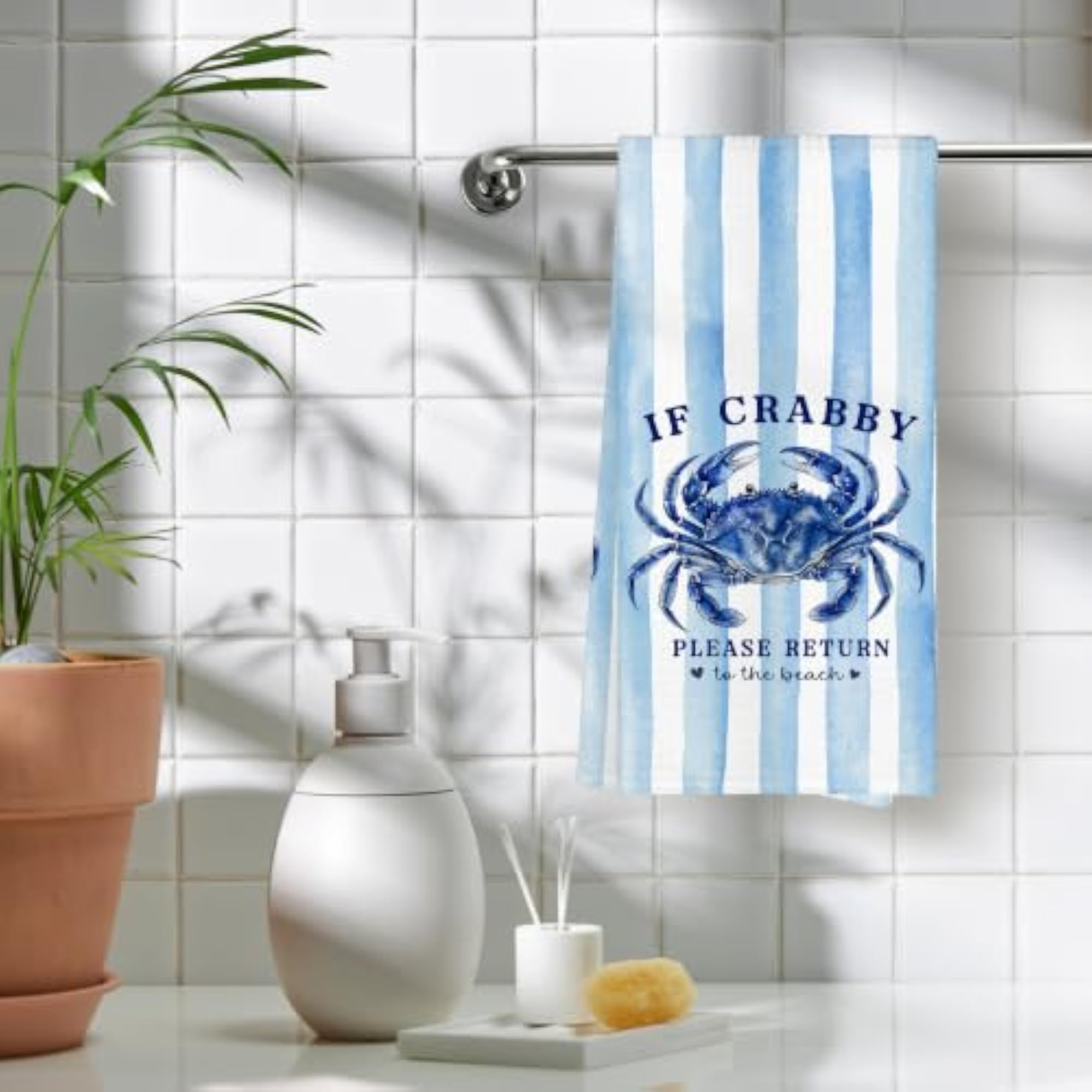 Blue Crab Kitchen Dish Hand Towels, Coastal Decor Gift