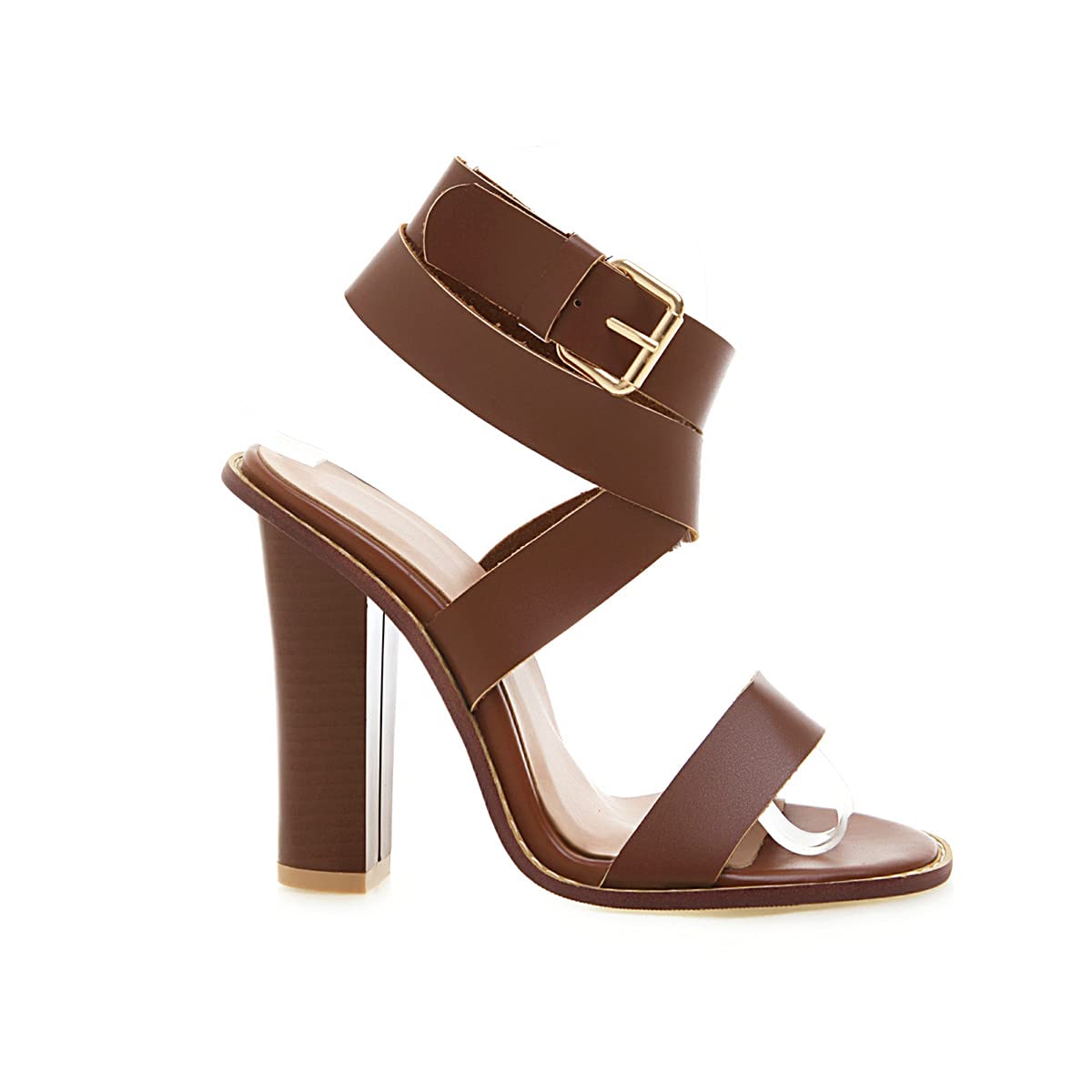 Donna Fashion Peep Toe Block Heel Buckle Strap tacco alto con sandali da 12 cm Easy Walking Evening Party Pumps for Women za199s