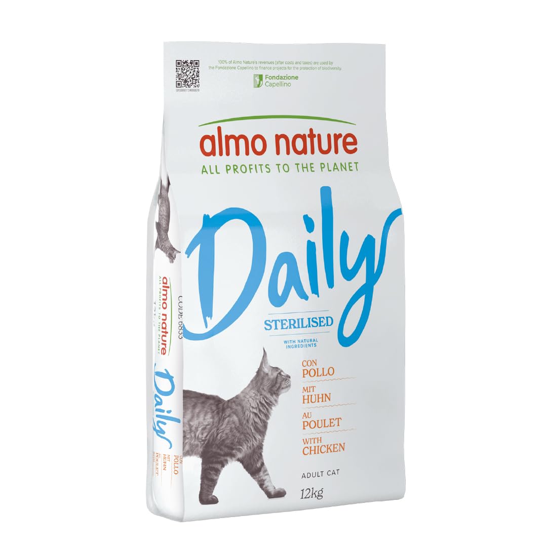 Almo Nature Daily Sterilised - Pienso Seco para Gatos Esterilizados - Pollo - Saco da 12 kg