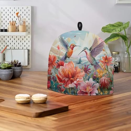 Image of Hummingbird Tea Cozy for Teapot Insulated Rose Hibiscus Tea Pot Cover Home Kitchen Decorative Tea Cosy for Teapot Dust Protector for Women
