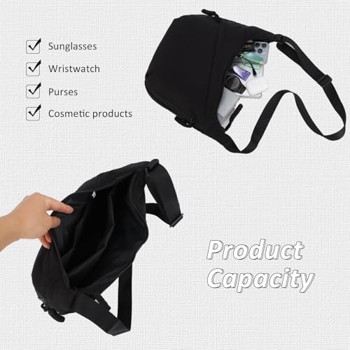Image of Fecialy Crescent Hobo Crossbody Bag - Multi-Pocket Sling Moon Slouchy Dumpling Bag for Women & Men