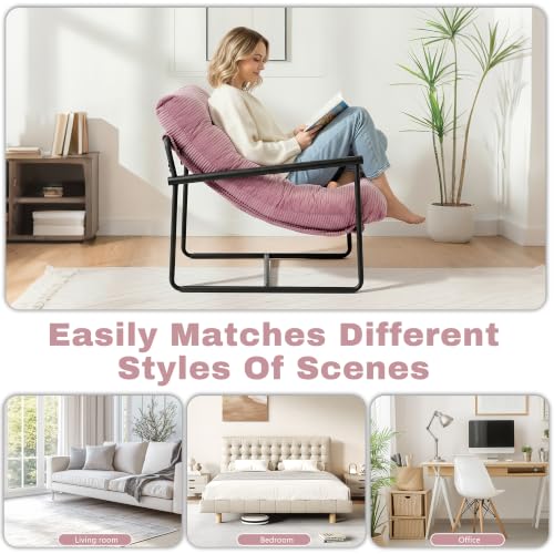 Image of Modern Accent Chair for Living Room,Arm Chair with Metal Frame,Upholstered Armchair with Soft Cushion for Bedroom Lounge Reading Room (Pink)