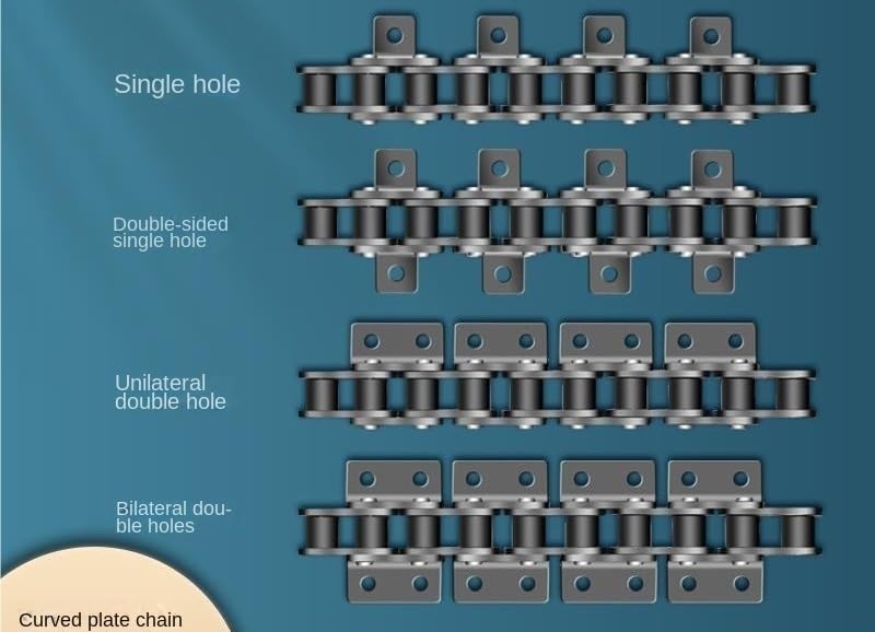 Bent Plate Chain 3/8in 06B 1/2in 08B 5/8in 10A 3/4in 12A 1in 16A 20A 32A Single/Double Hole, Single/Double Side Chain MINGPING (Size : 10A-1-1.5m 2side 1hole)