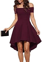 Sarin Mathews Womens Off The Shoulder Short Sleeve High Low Cocktail Skater Dress - coolthings.us