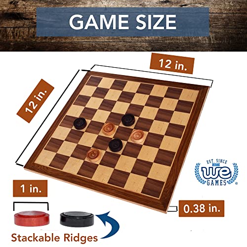 We Games Classic Old School Wood Checkers Set - 12 In. #TOP3