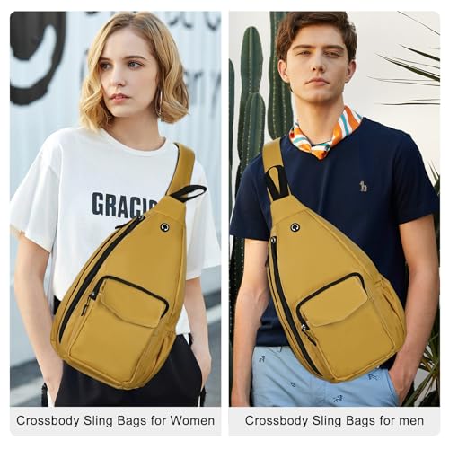 Duryarhall Sling Bag for Women Crossbody Chest Bag Convertible from Left to Right, Water Repellent Gym Backpack, Anit Theft, Lemon Yellow - image 7