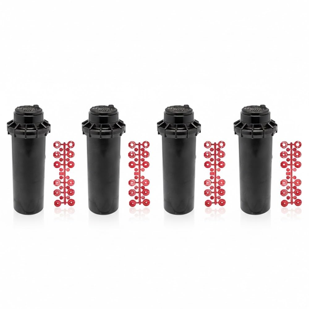 4 Stück Sprinkler Hunter PGP ADJ Turbinenregner 3/4'', Reichweite 6,4-15,8 m, Einstellbarer Winkel, Schwarz