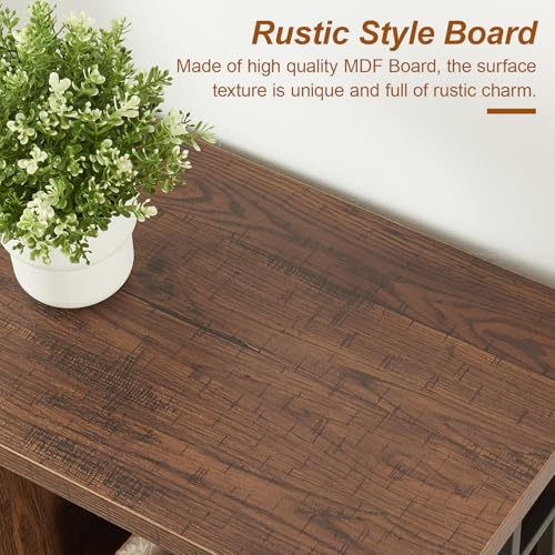 Sofa Console Table, Rustic Entry Table with 3 Tier Bookshelf,Brown 47 Inch - Image 5