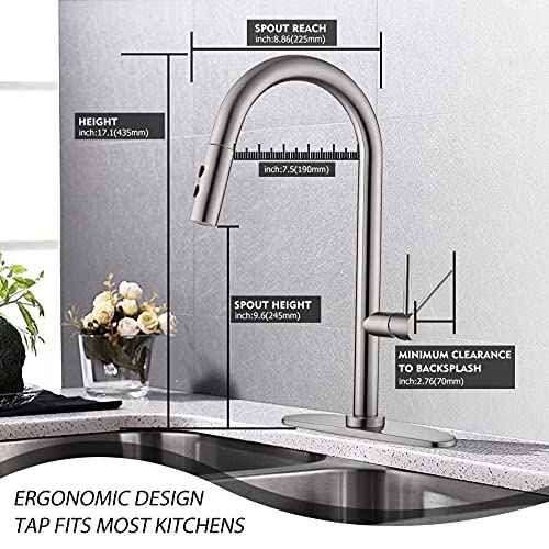Kaphome KHKN02U Kitchen Faucets With Pull-Down Sprayer,Sus 304 Stainless Steel Single Handle High Arc Kitchen Faucet thumb #3