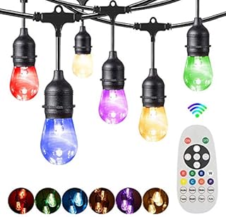Colorful Outdoor String Lights LED Mains Powered,100FT/30M Patio String Lights Waterproof IP65 with 30+2 Plastic Bulbs, Shatterproof Garden Lights for Balcony, Bistro, Wedding, WarmWhite