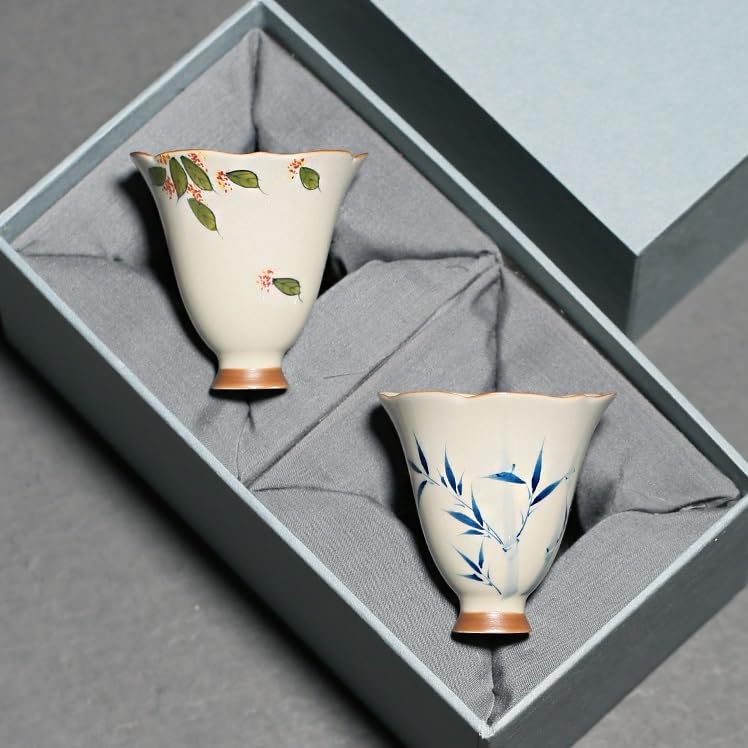 Filiżanki Matcha w stylu chińskim, ręcznie malowany kubek zapachowy z kwiatowymi ustami, dla gości rozrywkowych, biurowy kubek do kawy, damski kubek do herbaty, ceramiczny podszkliwny kolorowy