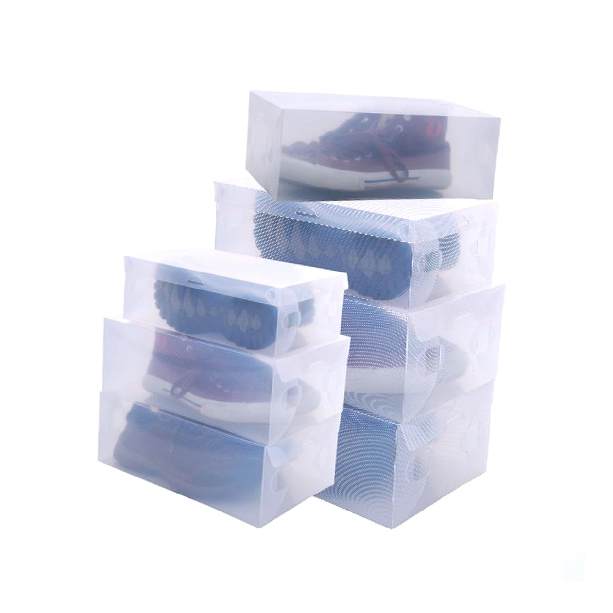 SOLUSTRE 6pcs Stackable Clear Plastic Shoe Storage Boxes Organizers for and Slippers Sandals and Flat Shoes Odor Material