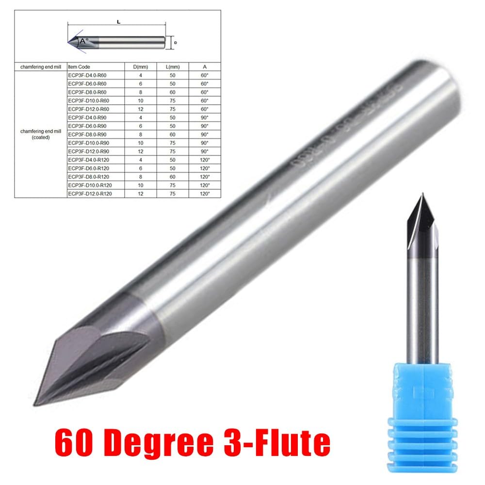 ZYWUOY Fraise à chanfreiner en carbure à 2 cannelures 60 degrés avec tige de 6 mm, revêtement TiAIN à rainure en V pour routeur CNC et applications de travail des métaux