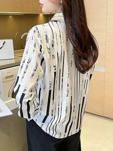 Image of TADKEE Women's V Collared Casual Stylish Long Sleeve Oversized Fit Shirt